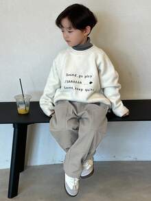 Dazy Kids 男童纯色休闲宽松工装裤 - 淺灰色 - 查看 3