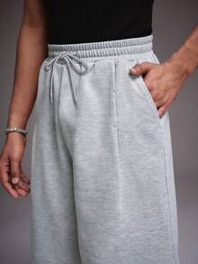 STYNVO Men's Solid Color Drawstring Waist Pocket Casual Versatile Daily Wear Shorts Grey Shorts For Men Men Knit Shorts Men Lounge Shorts - Grey - View 5