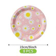 Pink Daisy Garden Disposable Plates, Napkins And Cups Set, Serves 8 Guests.This Disposable Party Set (Including Plates, Napkins And Cups) Is Perfect For Birthday Parties, Weddings And Family Picnics. - View 9