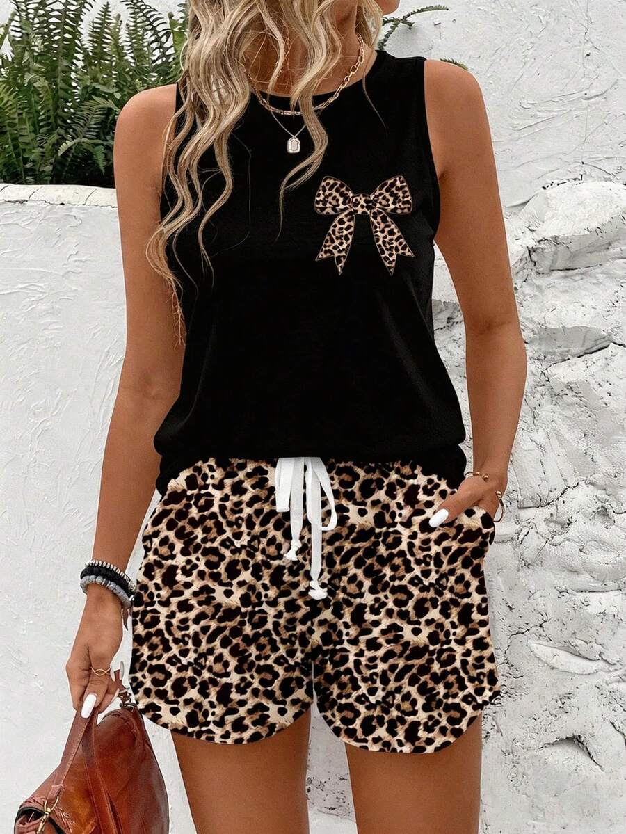 EMERY ROSE Bộ đồ nữ gồm áo tank top cổ tròn và quần short, thích hợp cho mùa hè. - Nhiều màu - Xem 1