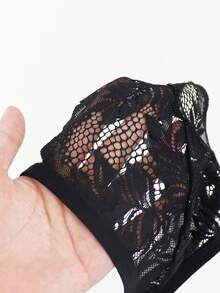 Black Lace Patchwork Men's Briefs - Black - View 4