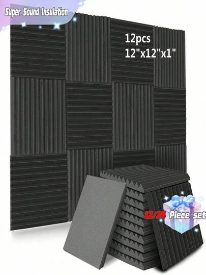 SHEIN 12pcs 12*12*1 Inch Resilient Soundproofing Foam Panels For Children's Room, Music Room Wall Decoration And Sound Absorption, Renovation Stickers Peel Wall Panels, Wall Paper, Wallpapers, Spring Decoration Items Refresh Your Home, Festival Decoration Stickers Gifts Birthday Graduation