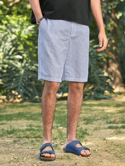 Open Phase 男士度假休闲条纹斜口袋短裤男夏装男士短裤男装男士短裤男士服装男士短裤男装男士裤子男士沙滩服