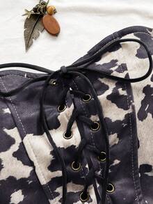 Soleia 性感麂皮系带铆钉解构露脐上衣，适合假日、约会、下午茶、度假、音乐节、波西米亚风、邮轮、海滩、夏季等场合。 - 彩色 - 查看 3