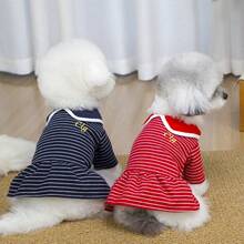 PETSIN 狗狗服装、猫咪服装、动物裙装、宠物春夏新品系列、幼犬连衣裙、公主风百搭连衣裙、条纹印花、小型动物服装、清凉防晒霜 - 彩色 - 查看 12