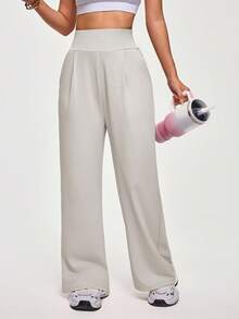 Lifespree Women's Casual High Waist Everyday Commute Sports Pants - Light Yellow - View 6