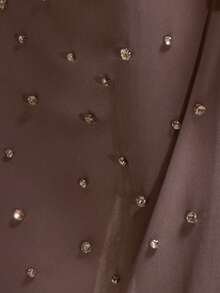 MUSERA 点缀水晶的薄纱低腰中长裙，春夏外出夜游场合假日性感可爱装饰 - 灰色 - 查看 6