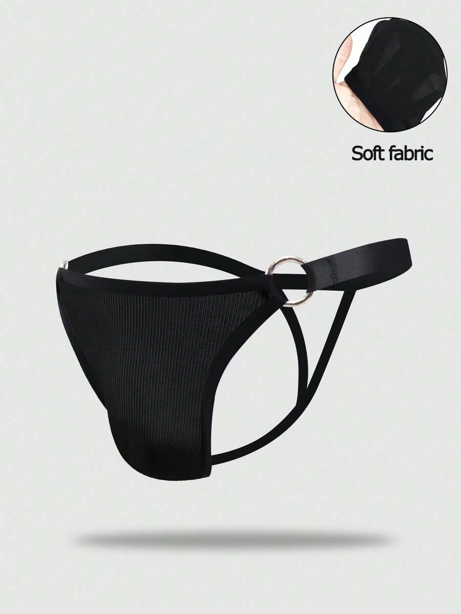 Men's Sexy Underwear Thong Briefs, Fashionable Intimates Breathable - Black - View 1