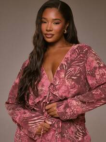 MUSERA Áo lưới in họa tiết cỡ lớn, cổ khoét sâu, trễ vai, tay dài, thích hợp cho mùa xuân hè, thanh lịch, đi nghỉ mát, lễ hội, tiệc tối, Ibiza, Rave, Cherry Moon - Nhiều màu - Xem 2