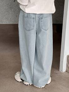 DAZY Tween Boy Pocketed Wide Leg Loose Casual Versatile Jeans - Black - View 2