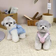 PETSIN 狗狗服装、猫咪服装、动物裙装、宠物春夏新品系列、幼犬连衣裙、公主风百搭连衣裙、条纹印花、小型动物服装、清凉防晒霜 - 彩色 - 查看 12