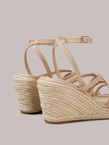 Styleloop Giày sandal đế xuồng mũi tròn, gót dày, quai ngang mắt cá chân, kiểu dáng casual, phù hợp cho đi làm hàng ngày, phong cách tối giản, đi nghỉ mát, du lịch, lễ hội âm nhạc Bohemian, giày nữ đa năng. - Màu be - Xem 4