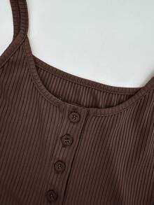 Glamine Top casual de botones con tirantes, de unicolor acanalado, set multicolor - Multicolor - Ver 5