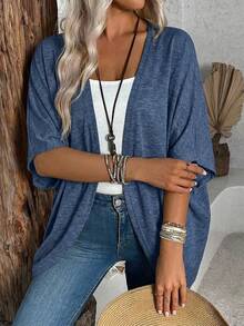 EMERY ROSE Women's Solid Color Casual Versatile Lightweight Jacket For Daily Wear - Blue - View 3