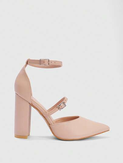 CUCCOO BIZCHIC Women's Rhinestone Decor Strap High Heels, Elegant Office Commuting Outfit, Vintage Style, Suitable For Spring Spring Shoes Spring Break Easter For Christmas