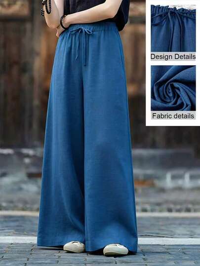 GlowEve 女士优雅纯色通勤荷叶边腰休闲裤，适合春夏穿着，竹纤维面料，性价比高，百搭单品