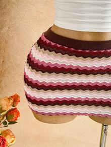 SHEIN WYWH Women's Sexy Bohemian Vacation Style Halter Backless Tie Front Top And Contrast Zigzag Print Mini Skirt Set Greece Vacation Outfit Curve Beach Outfits Beach Dinner Outfits Beach Club Outfit,Island Vacation Outfit,Music Festival Outfit,Cruise Vacation Outfit,Casual Vacation,Retro Outfit,Island Vacation Outfit,Music Festival Outfit,Cruise Vacation Outfit,Casual Vacation,Retro Outfit - Multicolor - View 5