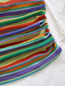 Soleia Women's Vacation Halter Tie-Up Striped Fitted Camisole, Suitable For Holiday, Date, Afternoon Tea, Music Festival, Bohemian Style - Multicolor - View 4