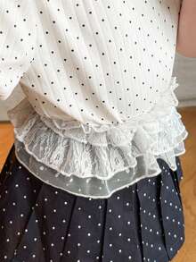 Dazy Kids Young Girl Lace Ruffle Casual Versatile Daily Wear Mini Skirt - White - View 1