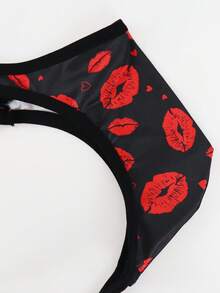 Men's Sexy Underwear With Lip Print And Butt Cut-Out Design - Multicolor - View 4