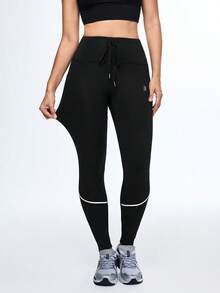 Eassivo Eassivo Quần legging thể thao nữ có dây rút ở eo và túi - màu đen - Xem 5