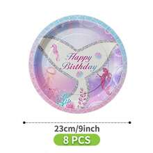 Bộ đồ dùng dùng một lần chủ đề nàng tiên cá gồm đĩa, khăn ăn và cốc, phục vụ 8 người. Bộ đồ dùng tiệc dùng một lần này (bao gồm đĩa, khăn ăn và cốc) rất phù hợp cho các bữa tiệc sinh nhật, đám cưới và dã ngoại gia đình. - Xem 6