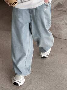 DAZY Tween Boy Pocketed Wide Leg Loose Casual Versatile Jeans - Black - View 1