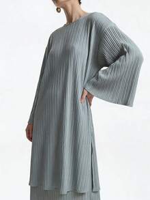 Veilorie Conservative Casual Abaya & Skirt Set For Women - Green - View 2