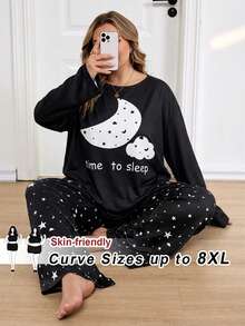 SHEIN CURVE+ Bộ đồ ngủ cỡ lớn dành cho nữ, in hình dâu tây và trái tim, đồ mặc nhà thoải mái cho ngày Valentine. - Nhiều màu - Xem 9