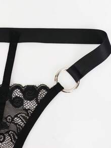 Men's Solid Color Cutout Sexy Thong Underwear - Black - View 6