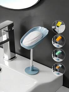 3PCS Multi Color Wall Mount Plastic Shell Shape Soap Dish Set Draining Soap Tray No Drilling Required For Kitchen Sink Bathroom Storage Organizer Bathroom Accessories - multicolor - View 10