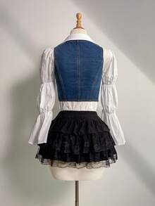 Elamini Women's Single-Breasted Casual Versatile Daily Wear Denim Jacket - Blue - View 2