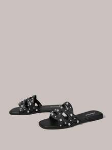 Styleloop Ladies, Buckles, Trim, Flat Sandals - Black - View 2