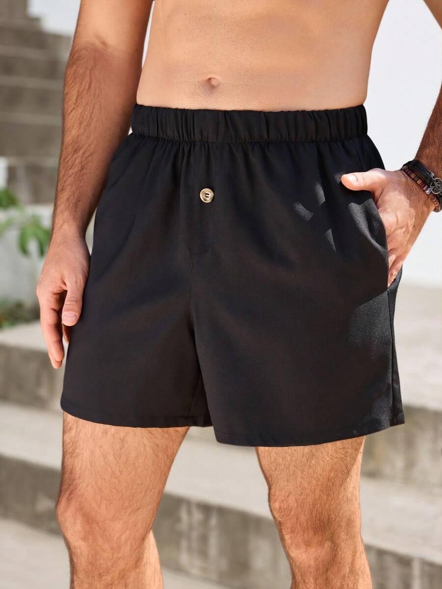 VENTUSAIL Men's Black Casual Loose Shorts, Spring/Summer - Black - View 1