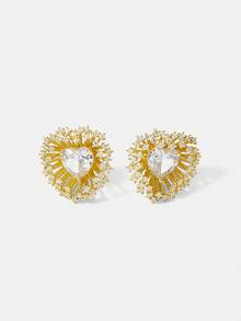 MOTF PREMIUM Pendientes personalizados de metal con diamantes de lujo ligera pre18K - Dorado - Ver 1