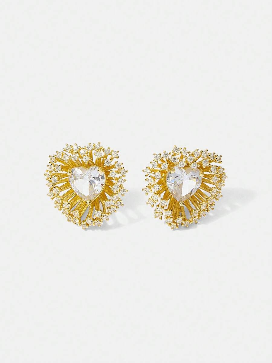 MOTF PREMIUM Pendientes personalizados de metal con diamantes de lujo ligera pre18K - Dorado - Ver 1