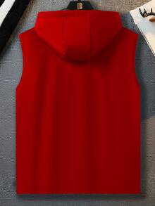 Manfinity Homme Men's Casual Hooded Pocket Vest - Red - View 4