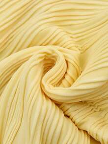 K-Vae Women's Summer Ruched Cinched Waist Ribbed Texture Bandeau Top - Yellow - View 3