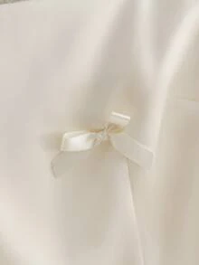 GlowEve Petite 蝴蝶结醋酸纤维吊带法式迷你连衣裙，优雅杏色收腰连衣裙，适合派对、毕业典礼、节日、情人节、音乐节、母亲节、感恩节、复活节、国庆节、舞会、约会、婚礼、郊游等场合。 - 杏色 - 查看 4