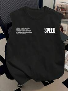Manfinity Dauomo Camiseta de tirantes casual con logo de coche impreso para hombre, verano - Negro - Ver 2