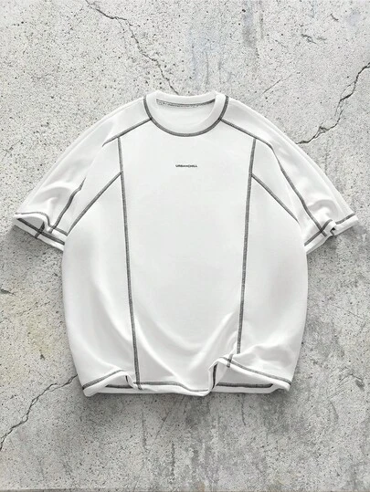 EVRINFINITE 男士针织时尚休闲宽松短袖T恤，日常年轻风，夏季情侣装