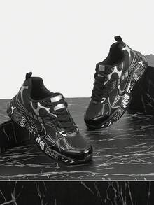 Vate Women's Silver Thick Sole Chunky Sneakers, Comfortable & Breathable - Black - View 6