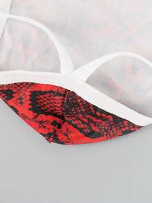 男士蛇皮印花镂空性感三角裤 - 紅色 - 查看 6