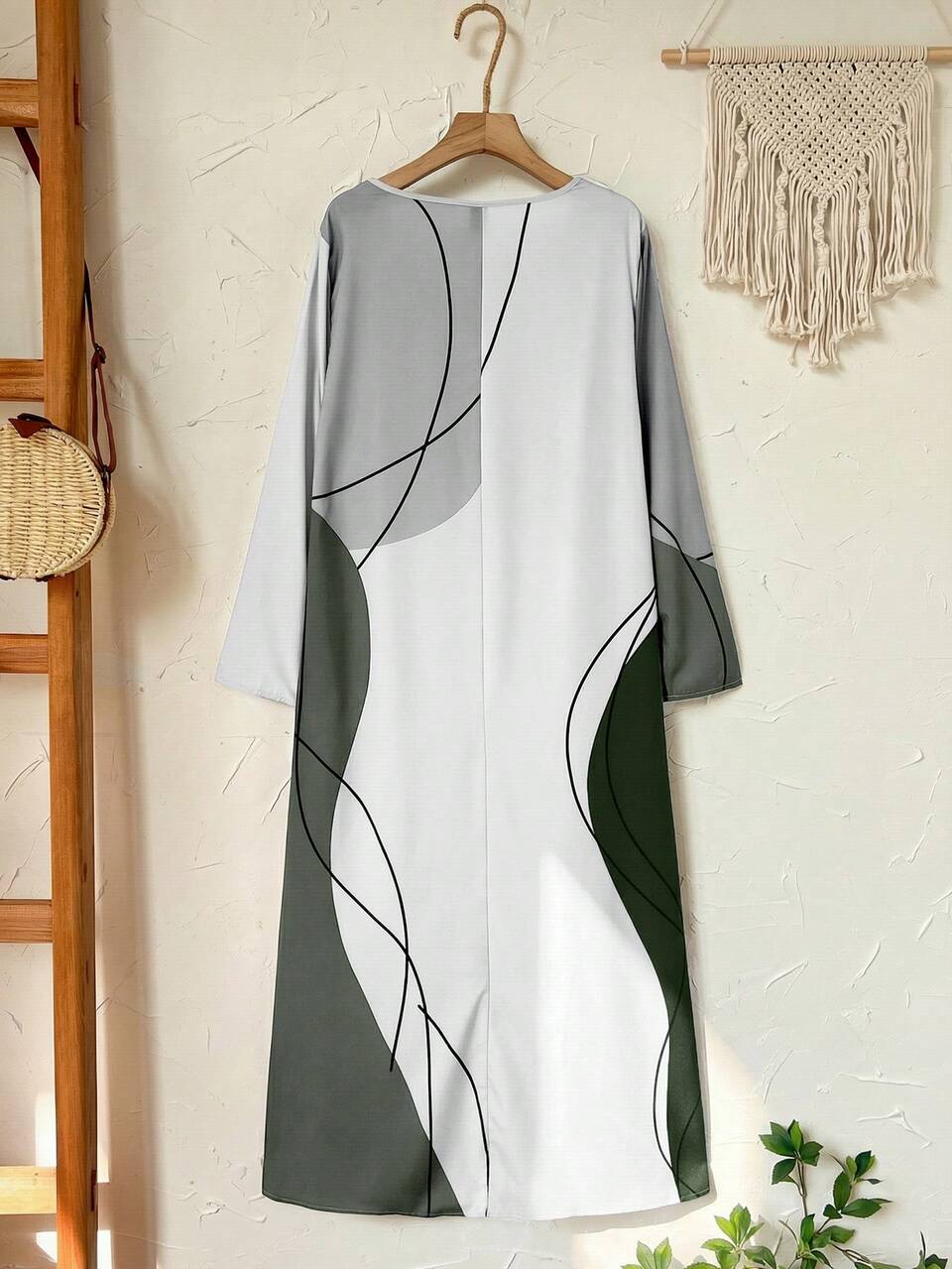 Plus Size Casual Contrast Color Block Faux 2-In-1 Dress Fall Clothes