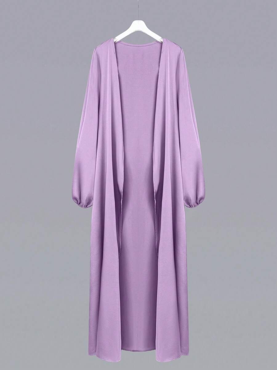 Al Najma Women's Elegant Solid Color Abaya - Dusty Purple - View 1
