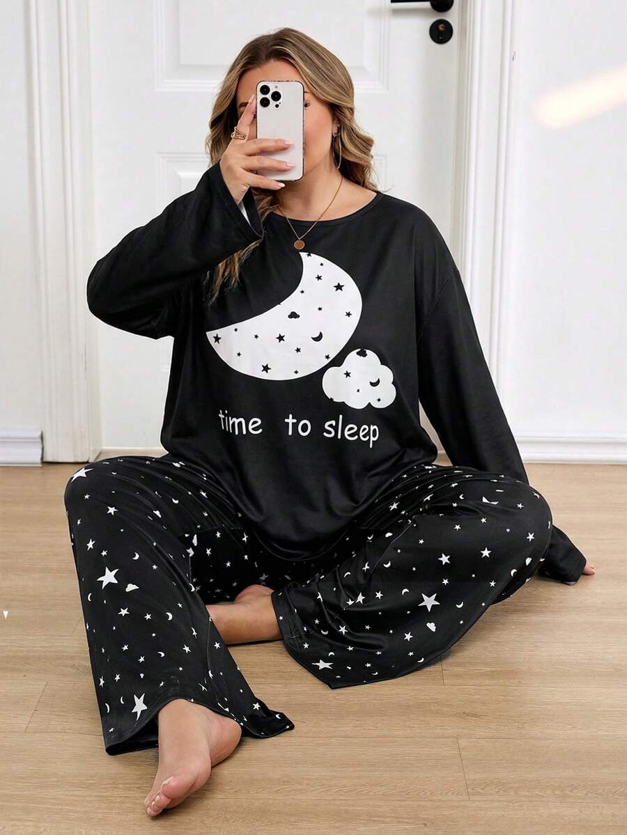 SHEIN CURVE+ Bộ đồ ngủ cỡ lớn dành cho nữ, in hình dâu tây và trái tim, đồ mặc nhà thoải mái cho ngày Valentine. - Nhiều màu - Xem 1