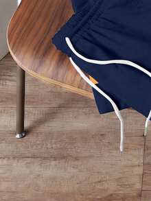 Manfinity Joysei 2pcs/Set Men's Blue & White Contrast Letter T-Shirt Set, Suitable For Summer - Blue - View 4