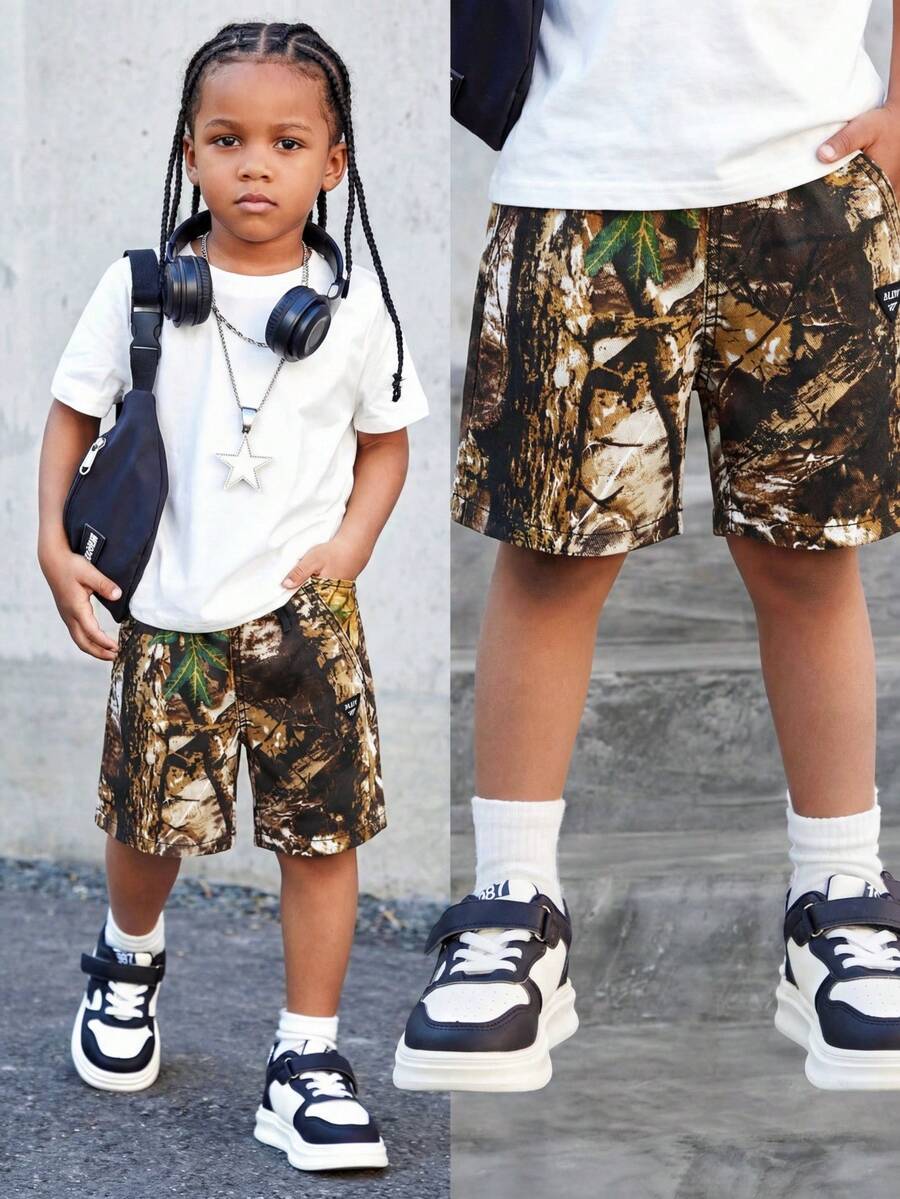 Pantalones vaqueros casuales de niño pequeño con cintura elástica, estampados, lavados y suaves, uso versátil para uso diario, nueva llegada 2026 - Multicolor - Ver 1