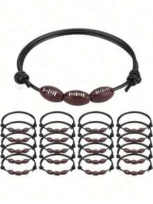 12 件/套运动派对礼品手链，足球篮球棒球珠球手链，可调节励志腕带，适合运动主题生日派对礼品，适合青少年成人、情人节、情人节婚礼、生日 - 彩色 - 查看 12