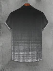 Manfinity Homme 男士渐变色前开襟短袖休闲衬衫 - 彩色 - 查看 3